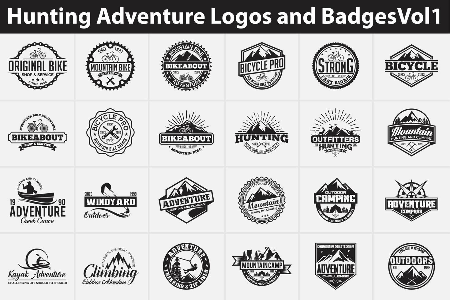 jeu de modèles de conception de logos d'aventure badges vectoriels vecteur