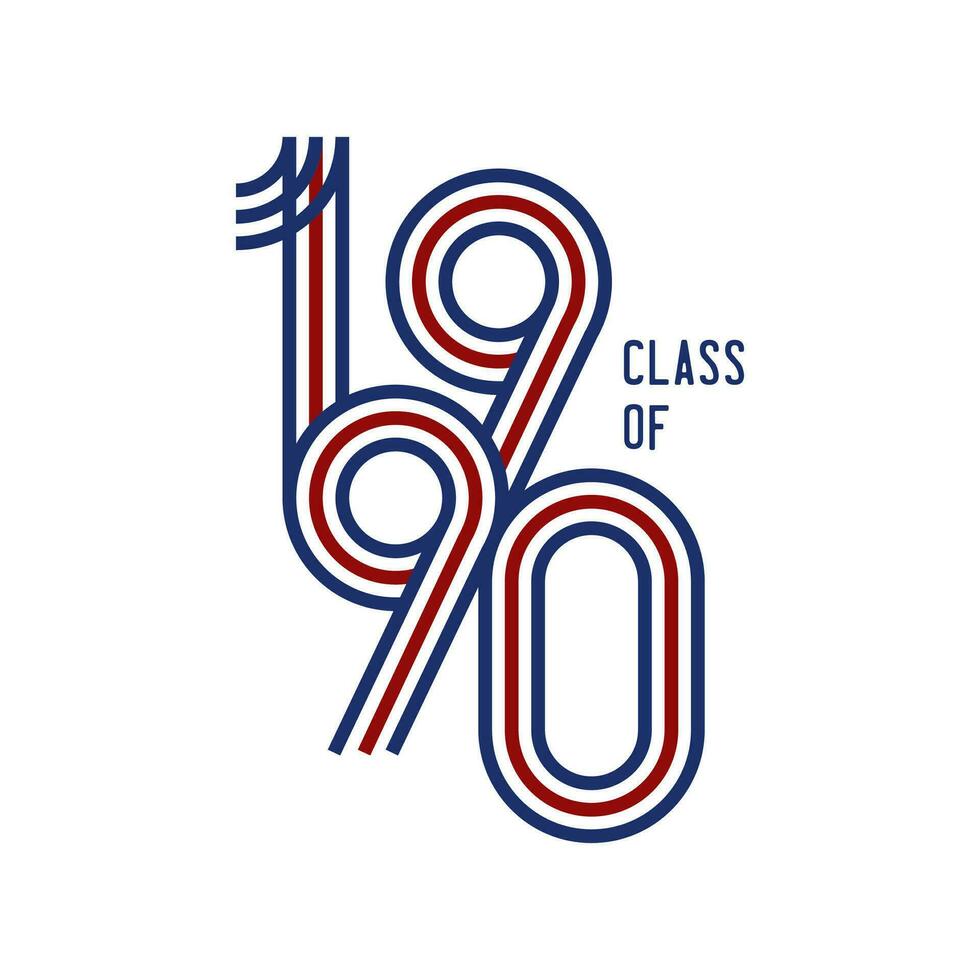 classe de 1990 logo rétro vecteur blanc