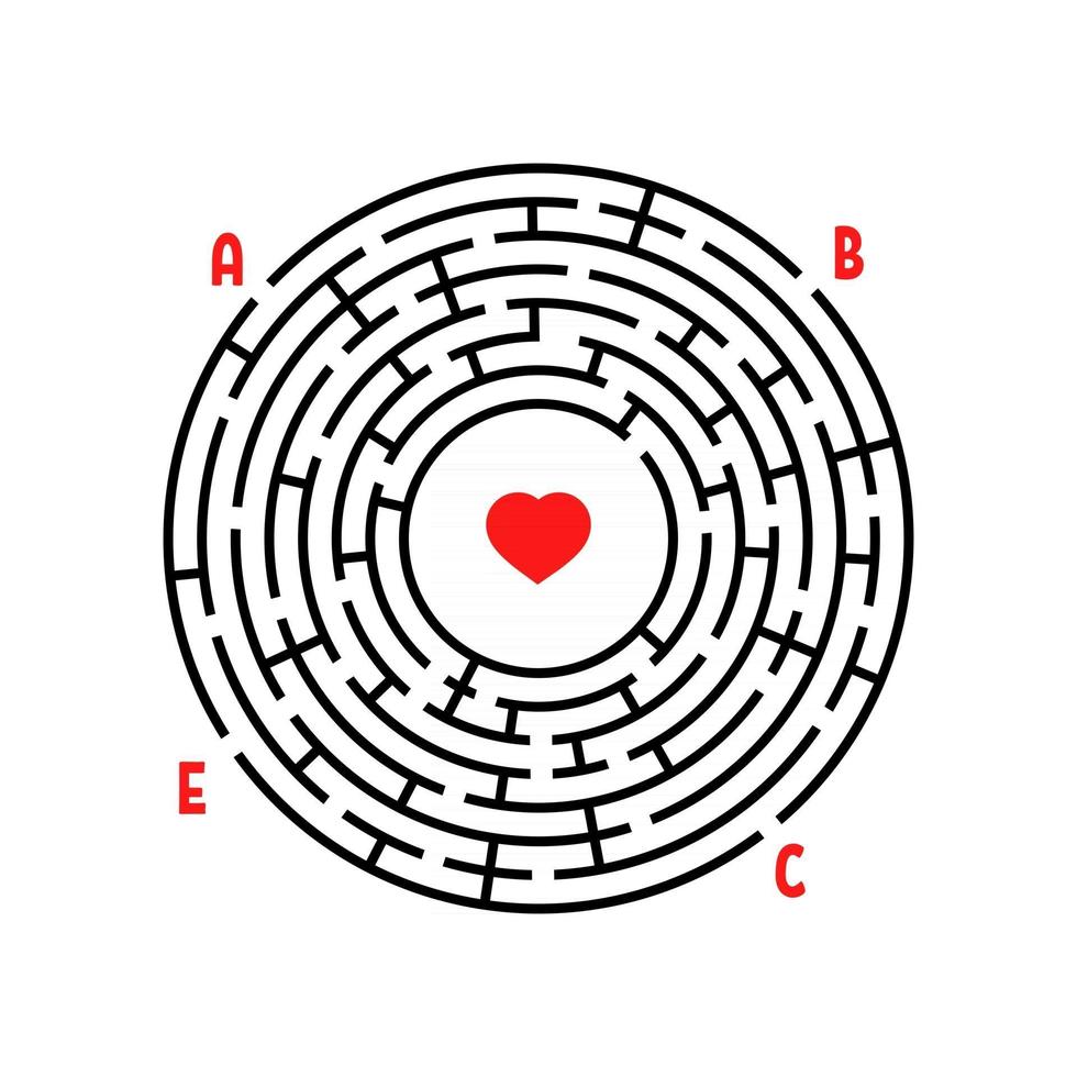 labyrinthe rond abstrait. jeu pour les enfants. casse-tête pour les enfants. trouver le bon chemin. énigme du labyrinthe. illustration vectorielle plane isolée sur fond blanc. avec place pour votre image. vecteur