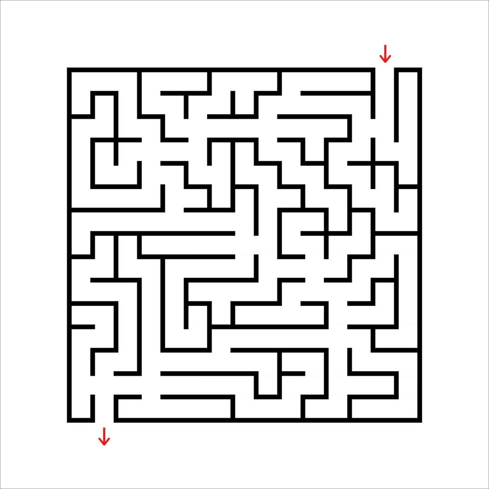 labyrinthe carré noir. un jeu intéressant et utile pour les enfants. puzzle pour enfants avec une entrée et une sortie. énigme du labyrinthe. illustration vectorielle plane simple isolée sur fond blanc. vecteur
