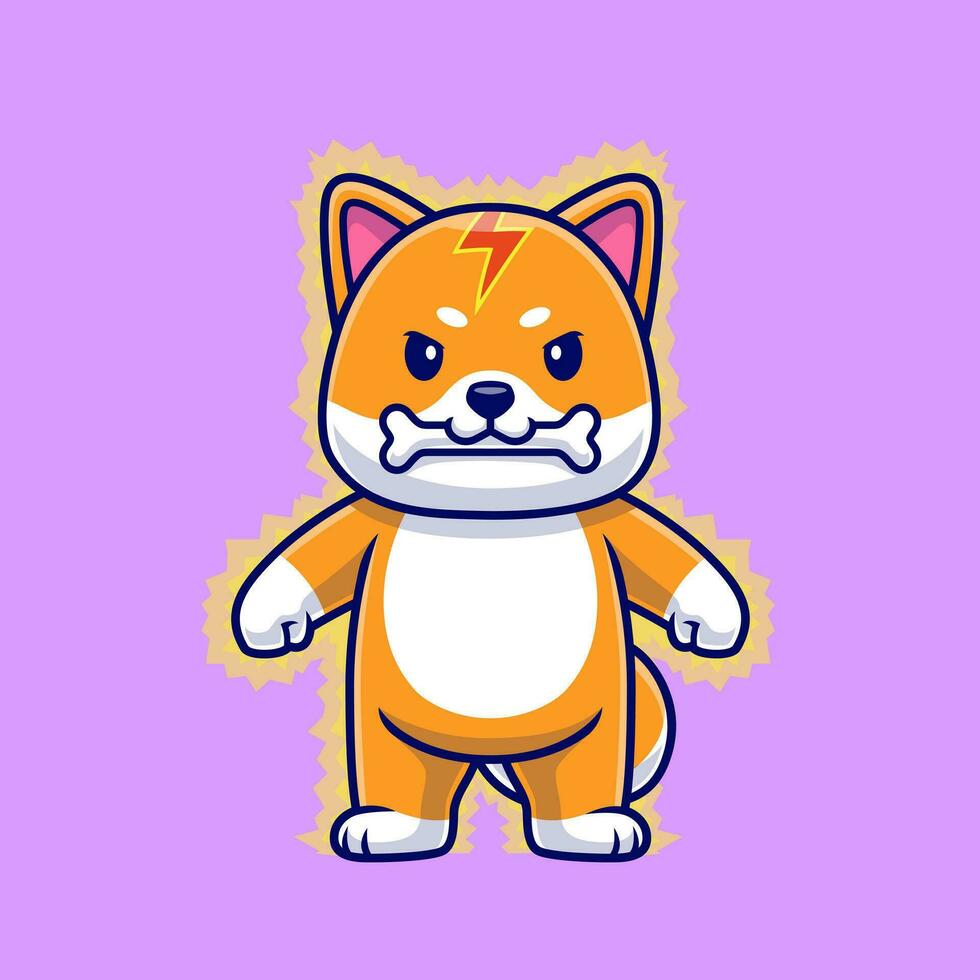 content shiba inu chien foudre mordre OS dessin animé vecteur icône illustration. animal la nature icône concept isolé prime vecteur. plat dessin animé style