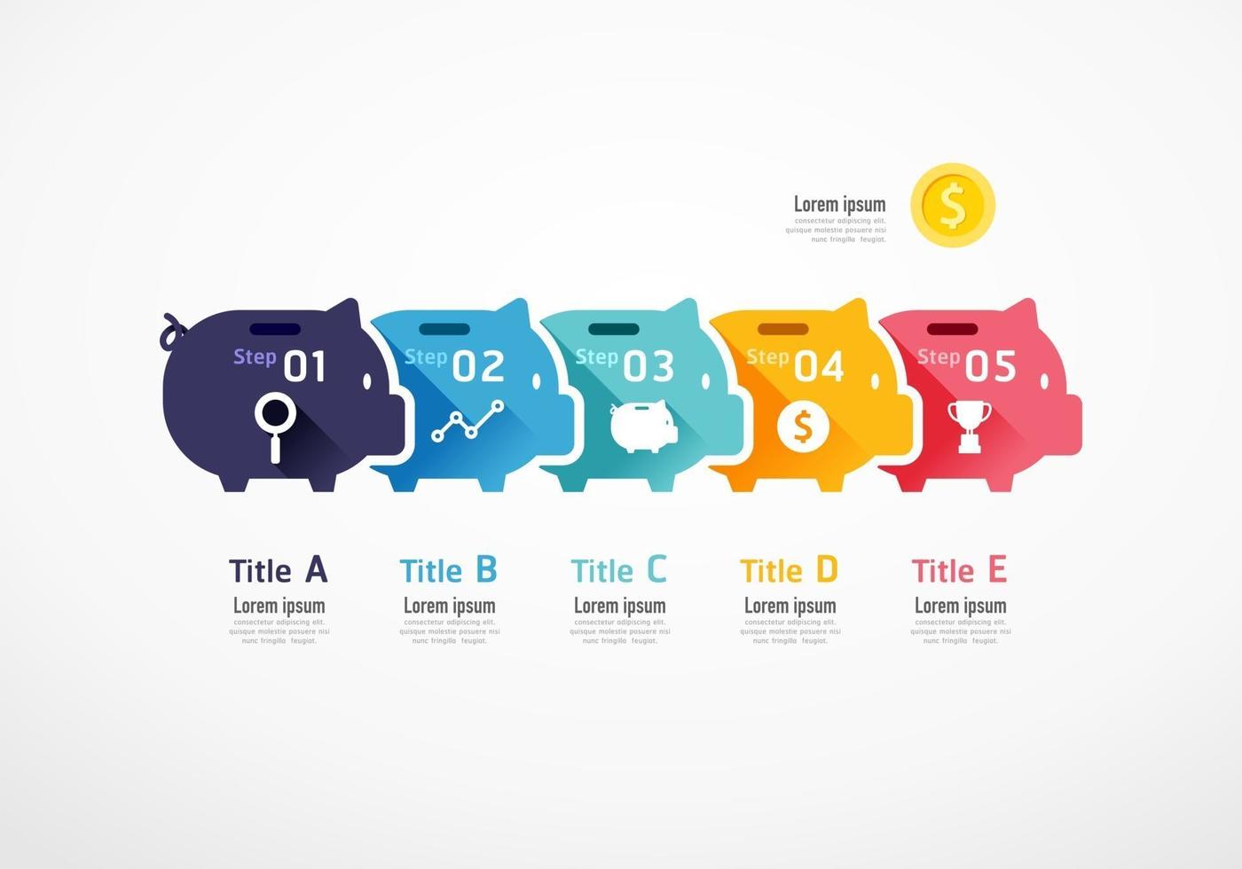 infographie de tirelire. concept d'entreprise. modèle de diapositive de vecteur. vecteur