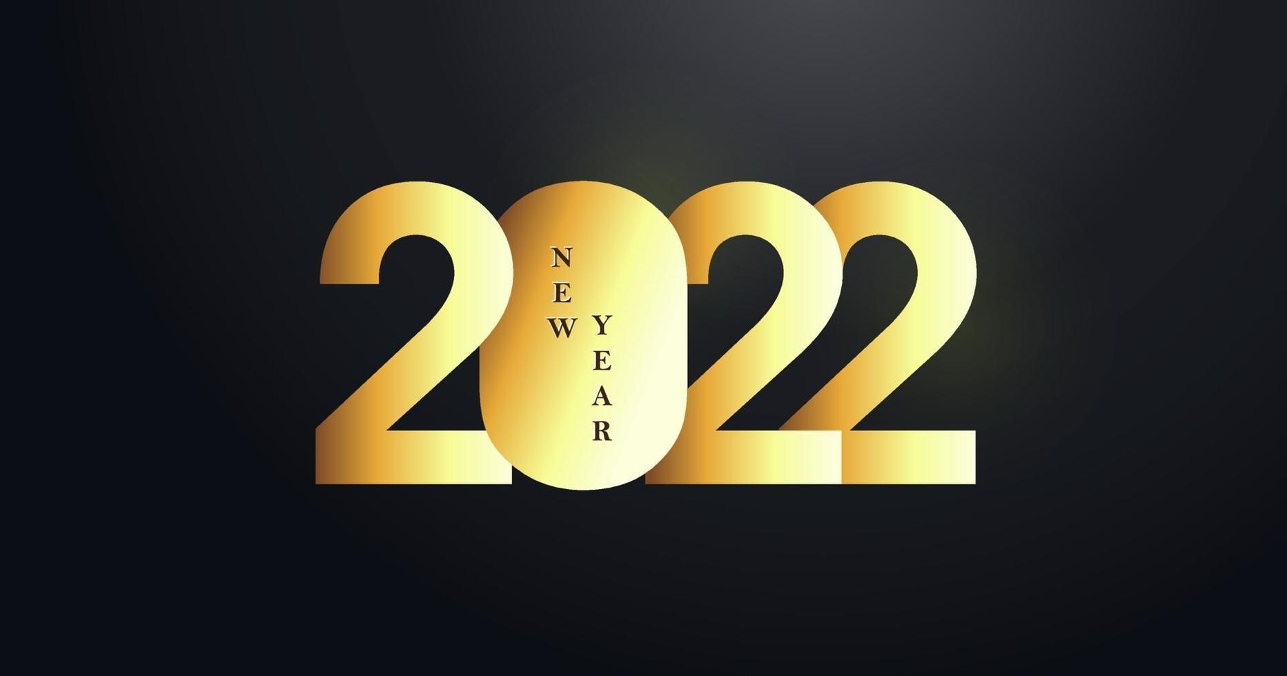 bonne année 2022 nombre texte d'or vecteur