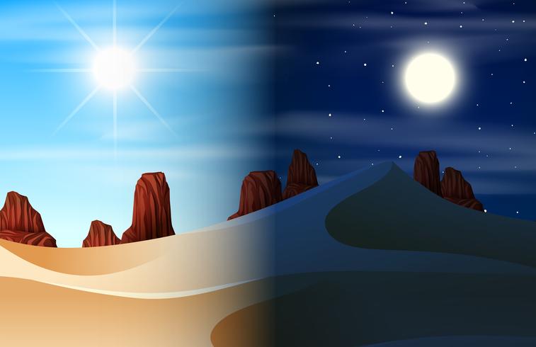 Scène de jour et de nuit dans le désert vecteur