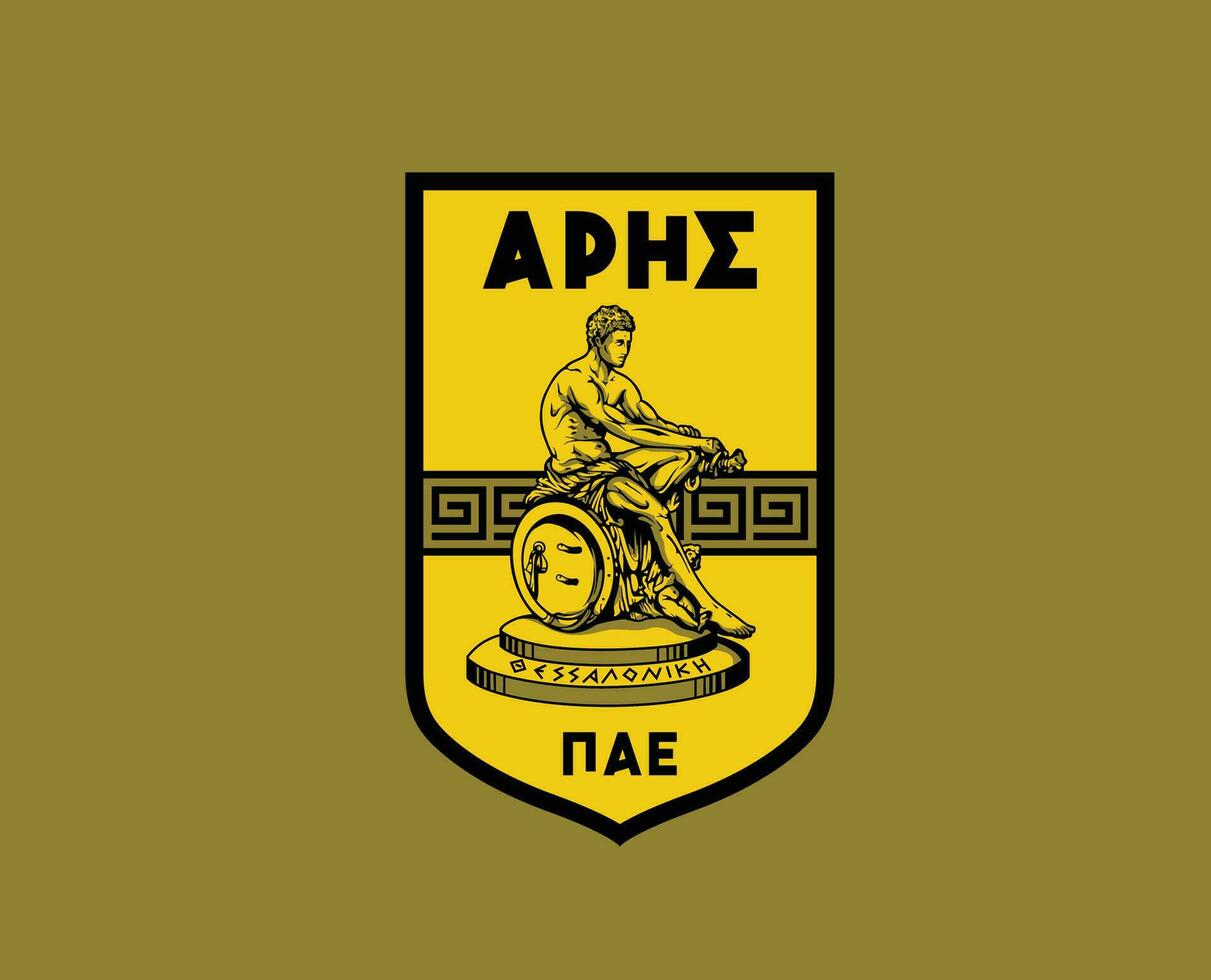 aris Thessalonique club logo symbole Grèce ligue Football abstrait conception vecteur illustration avec marron Contexte