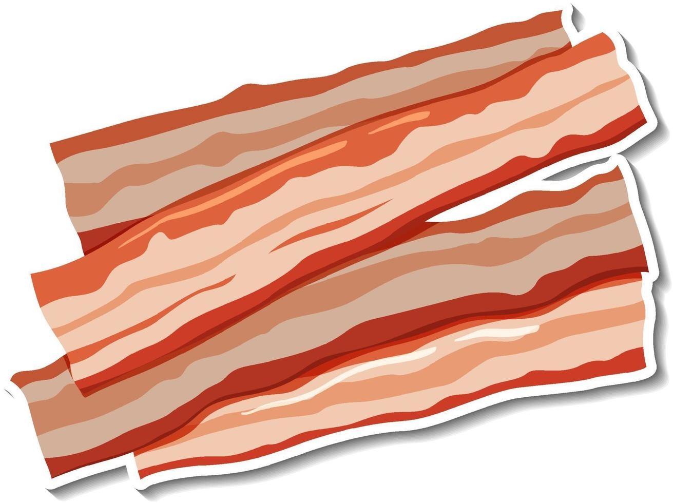 Autocollant de rayures de bacon cru sur fond blanc vecteur