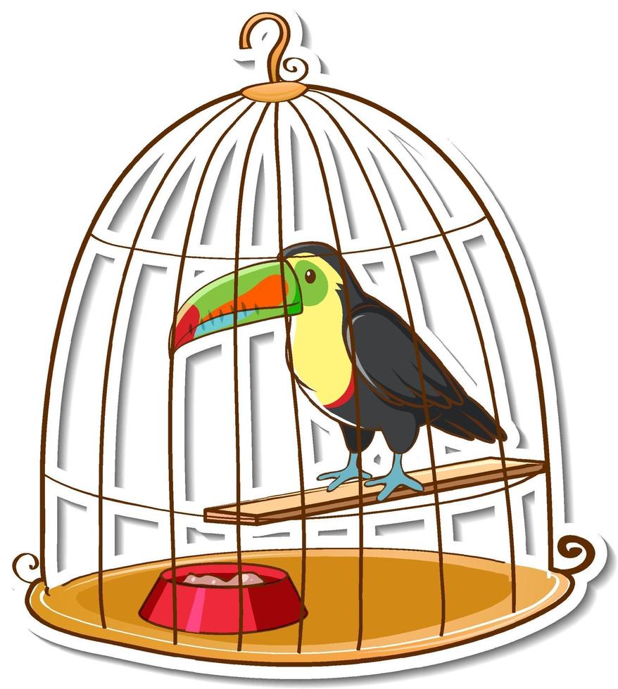 un oiseau toucan dans une cage autocollant vecteur