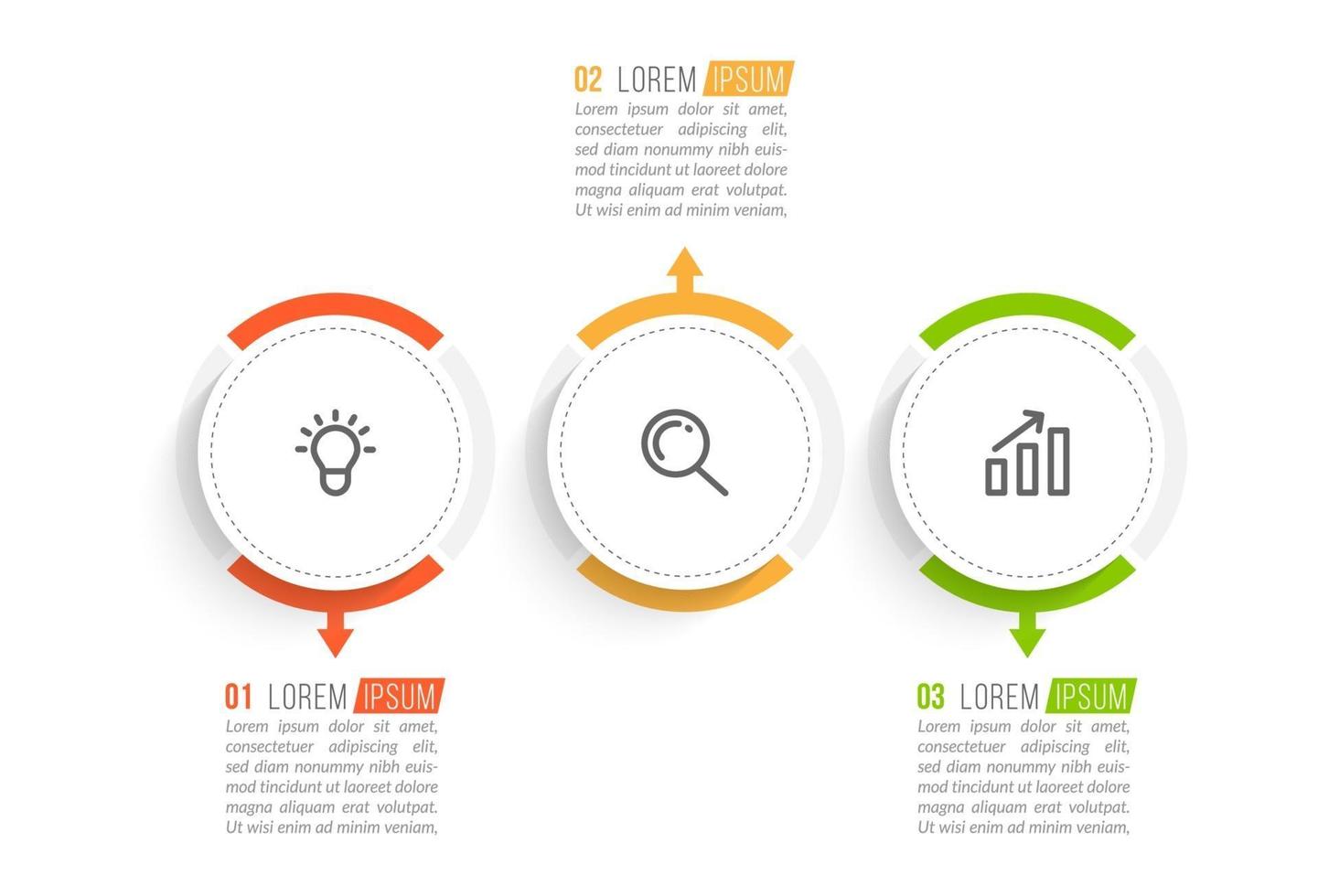 visualisation d'un processus métier en 3 étapes vecteur