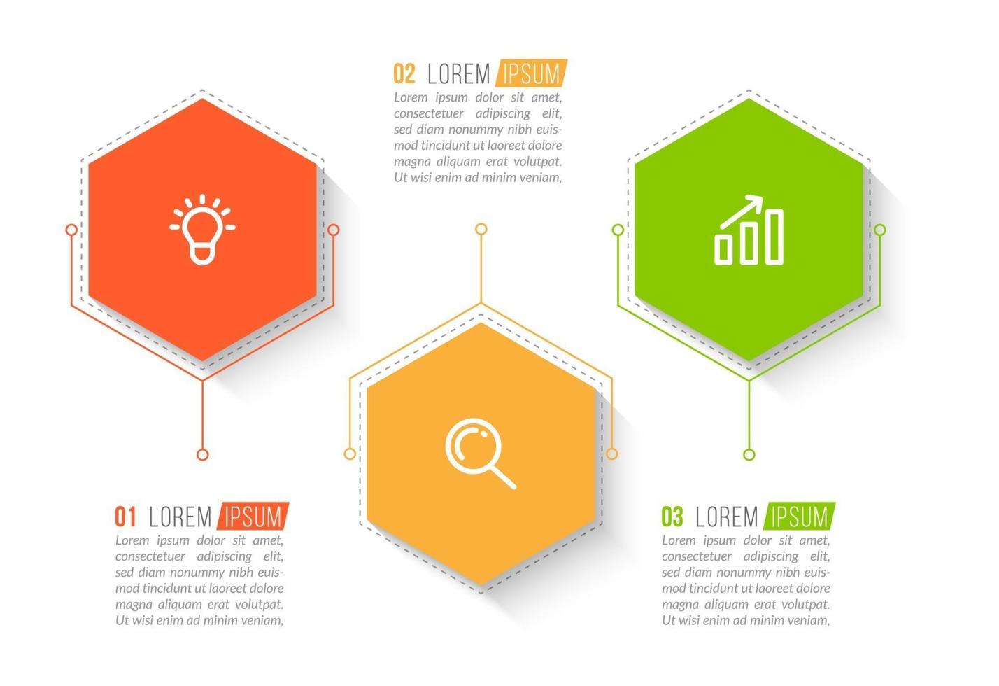 visualisation d'un processus métier en 3 étapes vecteur