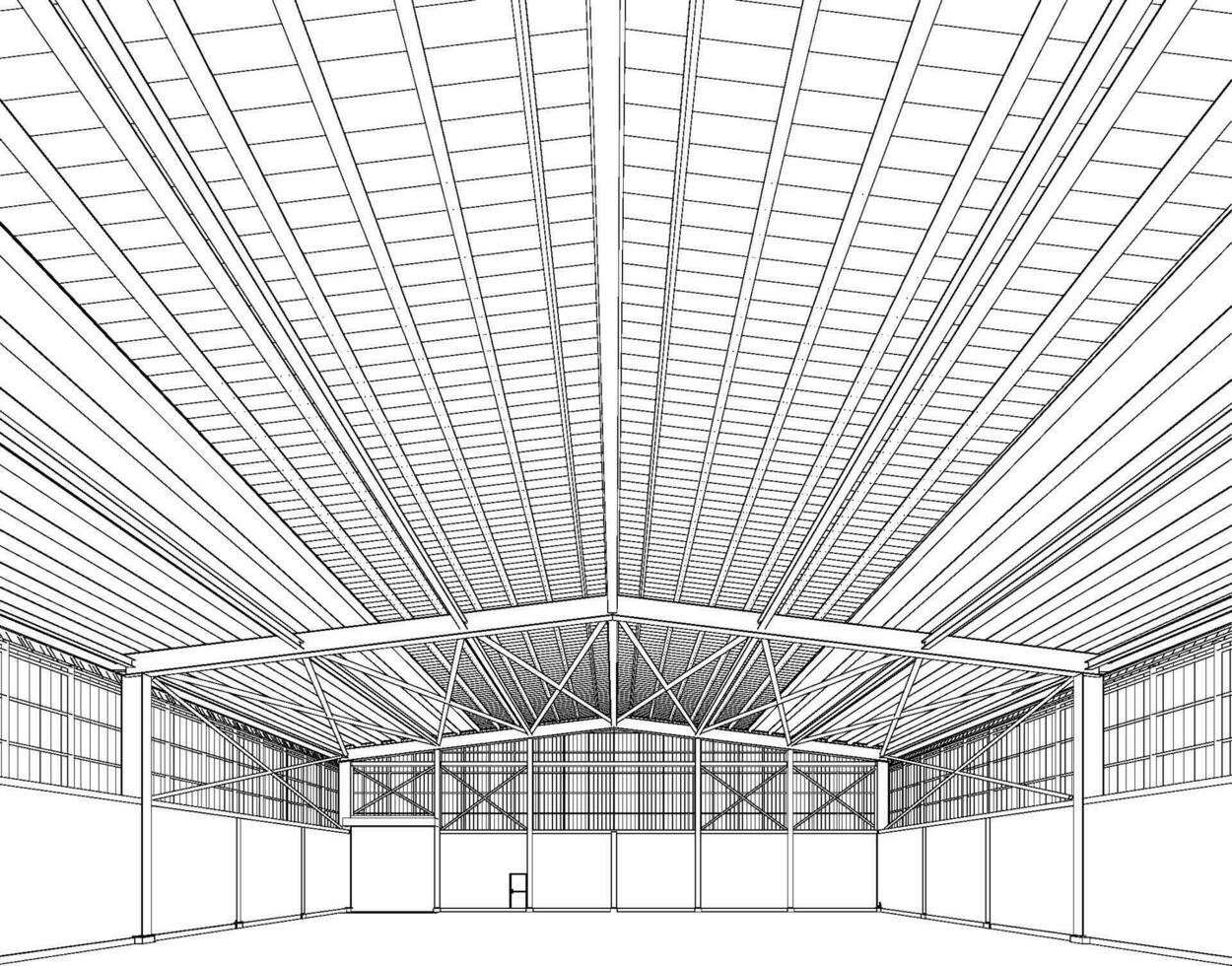 3d illustration de industriel bâtiment vecteur