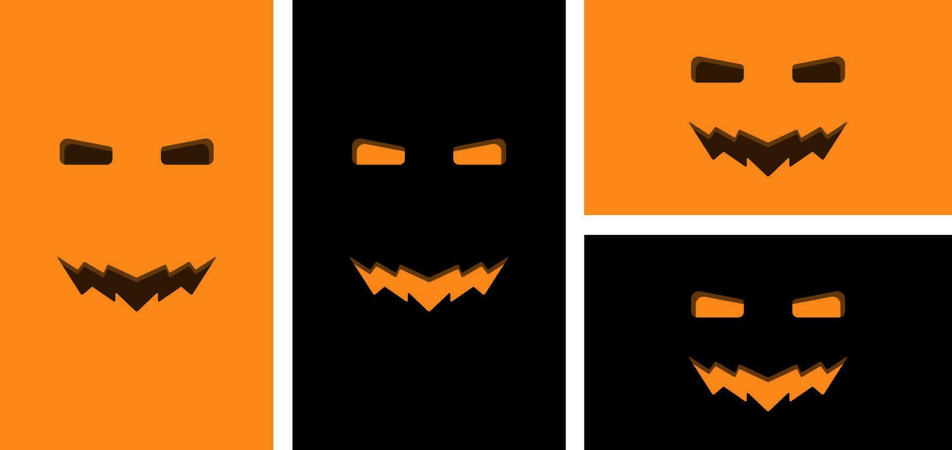 ensemble de Halloween citrouille visage arrière-plans vecteur