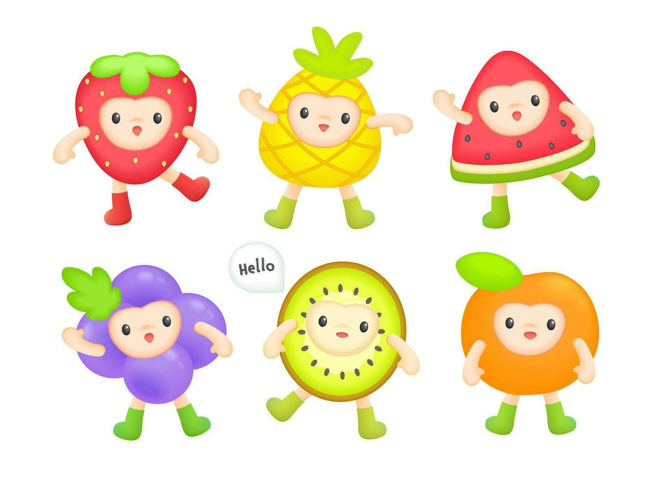 vecteur kawaii des fruits personnage collection