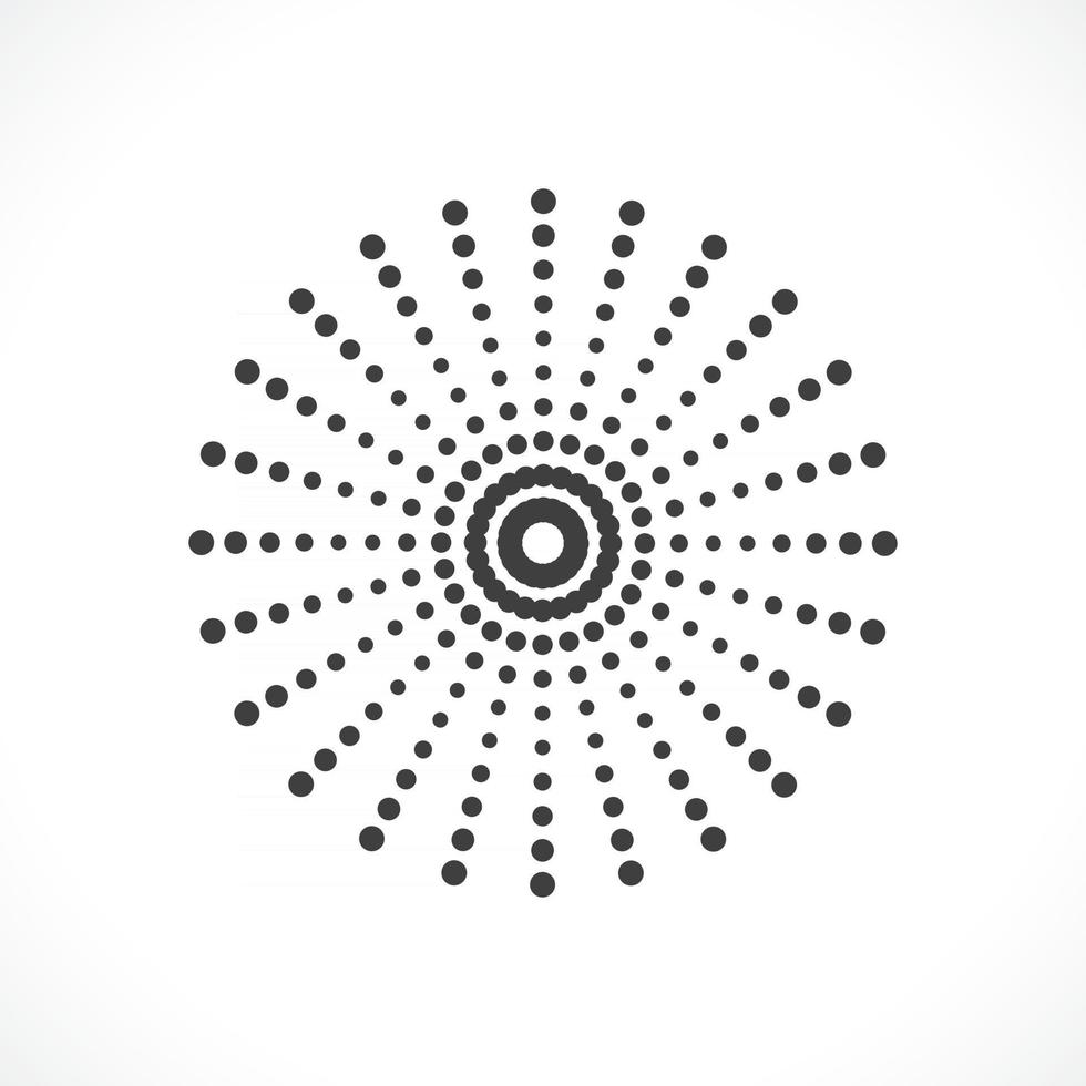 conception d'emblème de logo de points de demi-teintes de cadre de cercle abstrait. point d'icône ronde vecteur