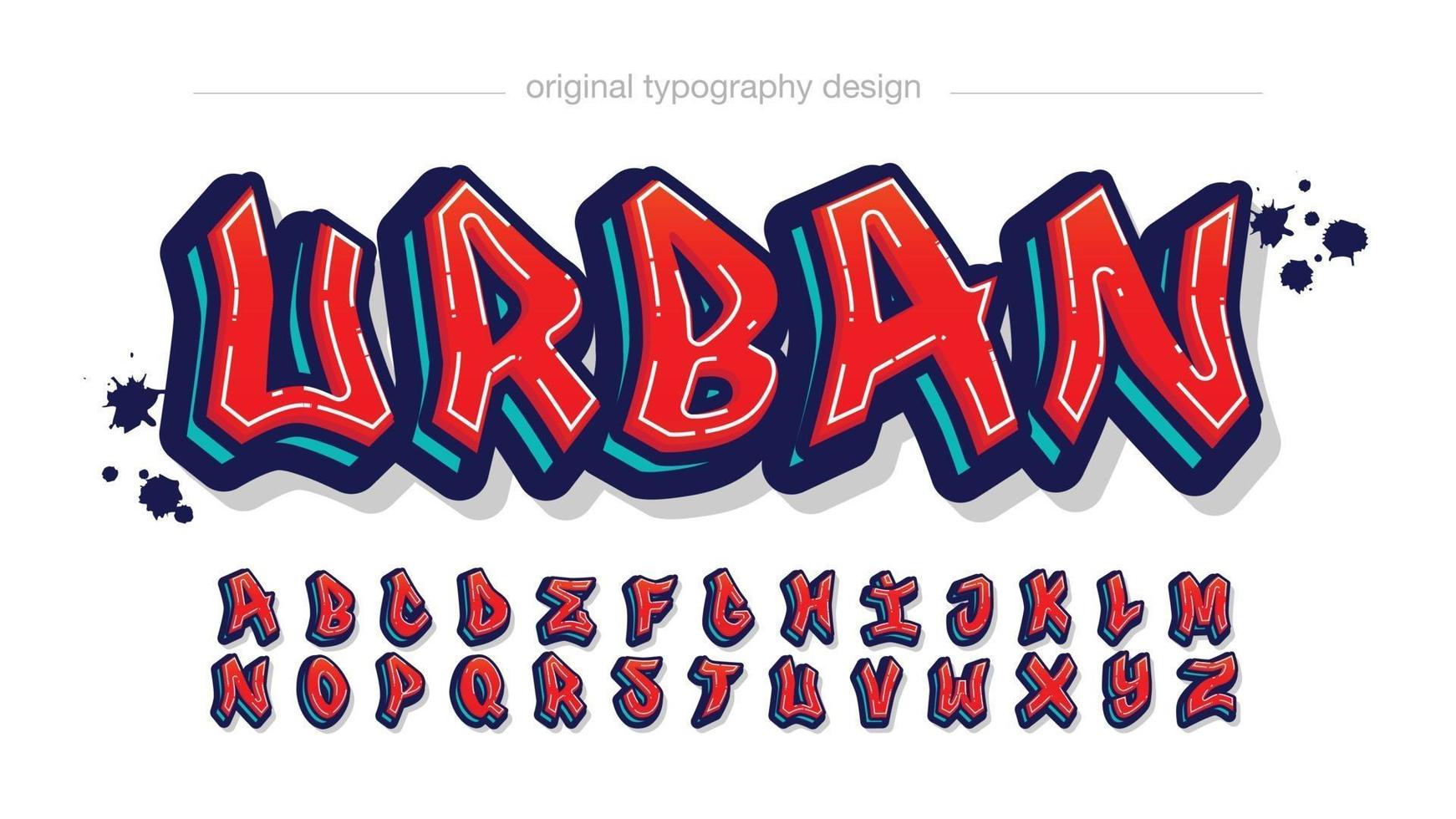 typographie graffiti moderne rouge vecteur