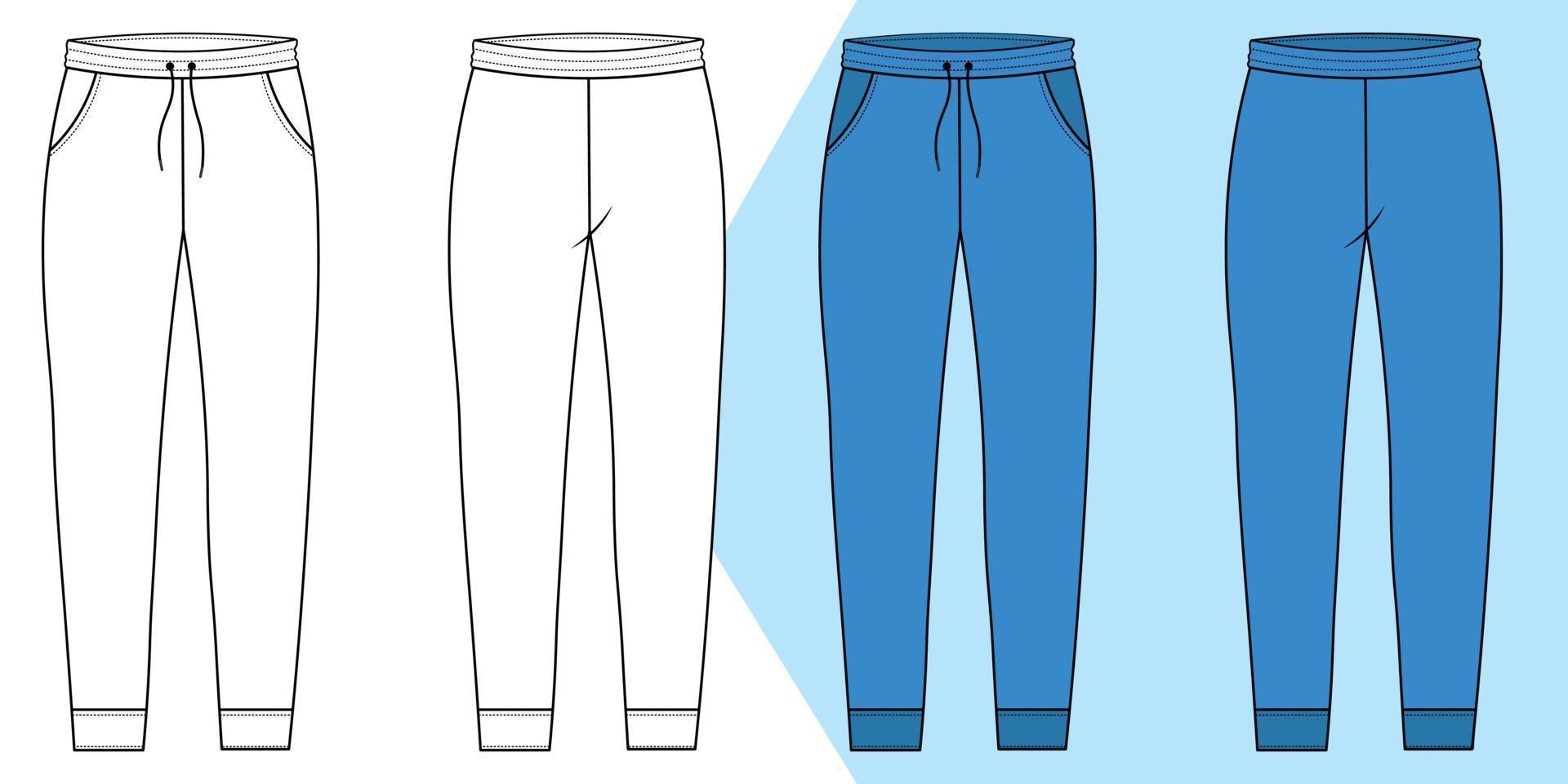 contour du pantalon de survêtement avec motif devant et dos vecteur