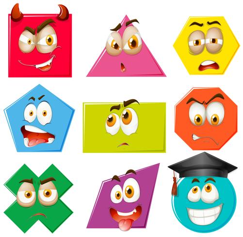 Différentes formes avec des expressions faciales vecteur