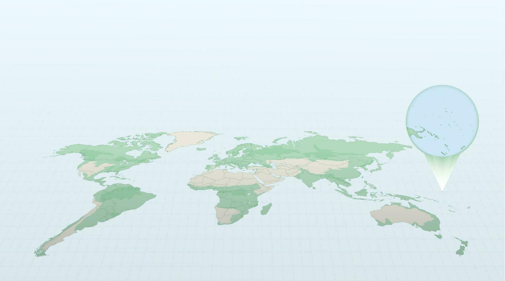 monde carte dans la perspective montrant le emplacement de le pays nauru avec détaillé carte avec drapeau de nauru. vecteur