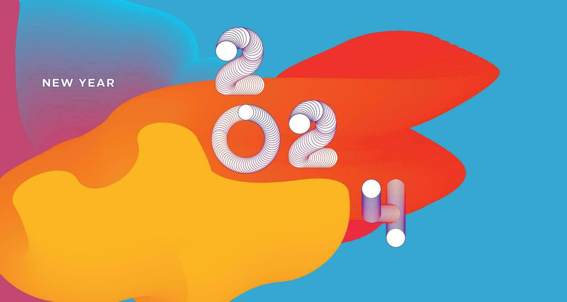 content Nouveau année 2024 coloré salutation carte bannière pour social médias. vecteur abstrait fluide Contexte conception