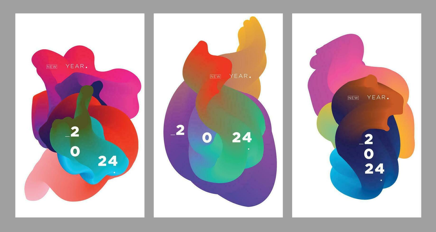 Nouveau année 2024 calendrier couverture et salutation carte avec coloré abstrait fluide Contexte conception vecteur