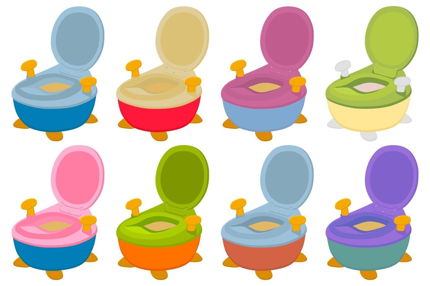 illustration sur kit thème pots en plastique pour bébé avec poignée confortable vecteur