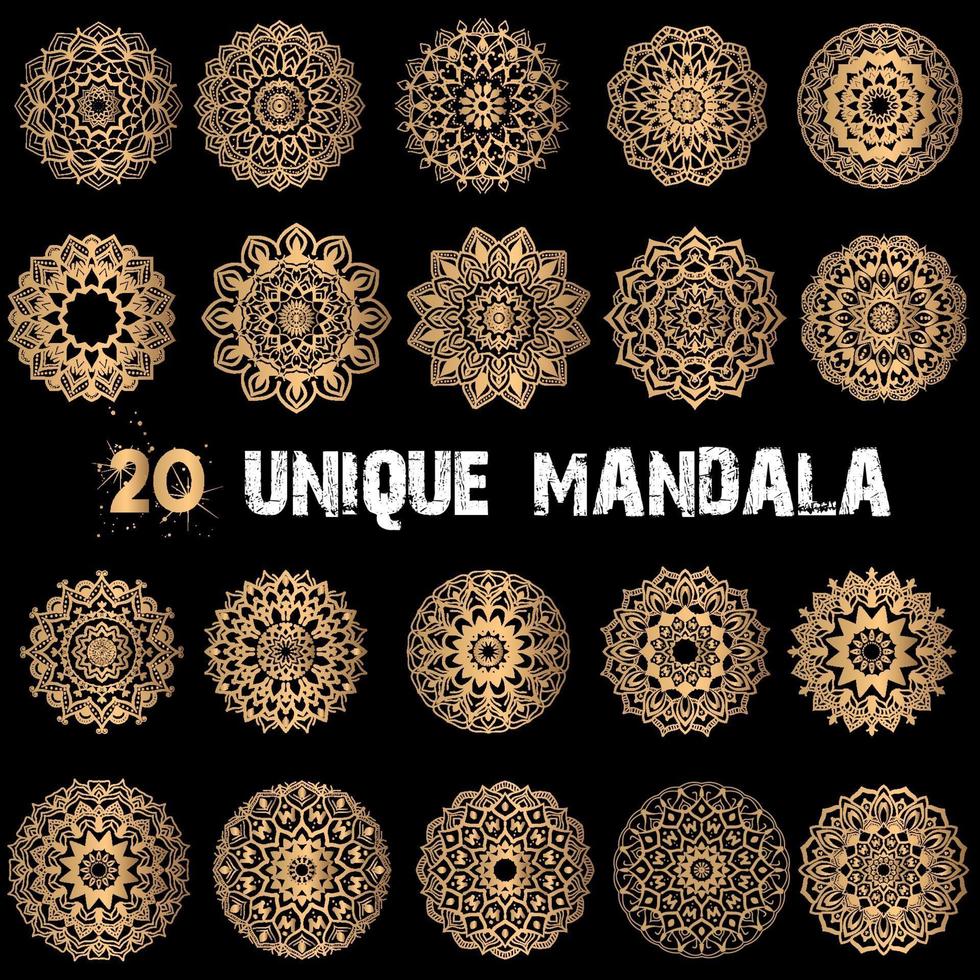 Ensemble de 20 mandalas de luxe vecteur