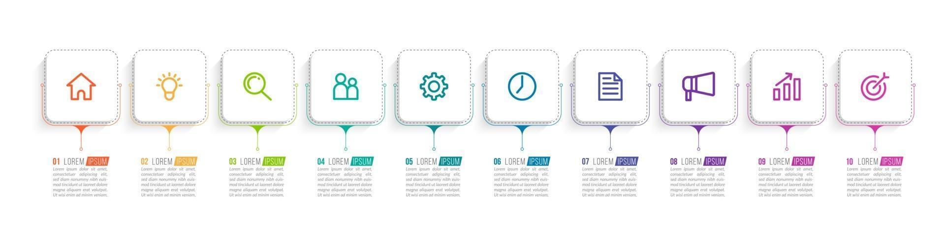 Infographie en 10 étapes pour la présentation de l'entreprise vecteur