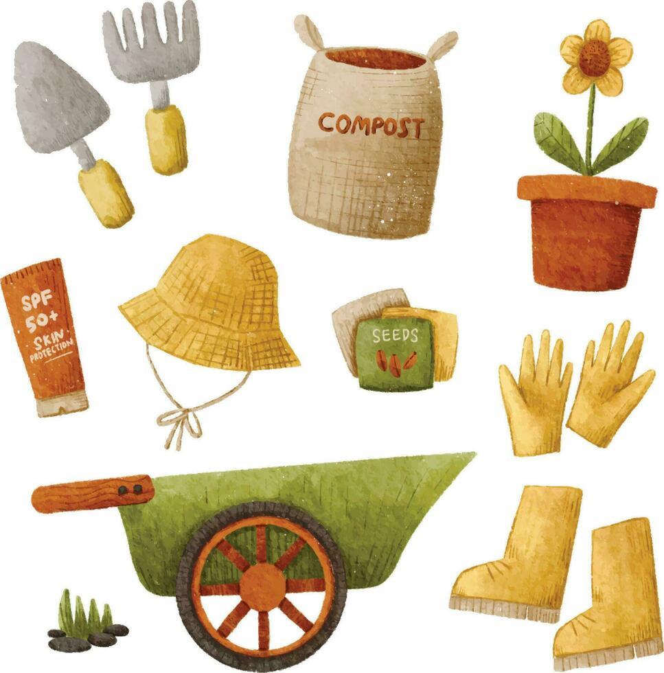 collection de jardinage outils. jardinage. illustration de jardinage outils. jardin outils. agriculture outils. vecteur