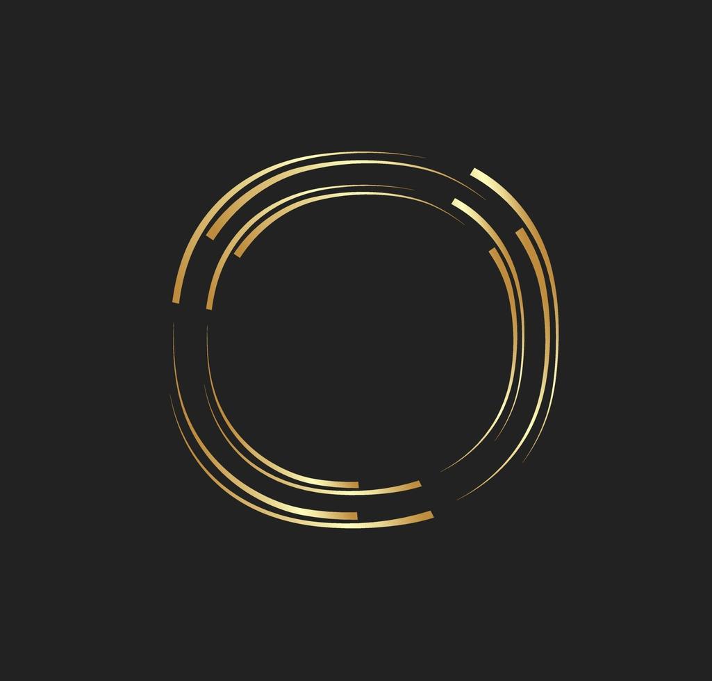 cercle de lignes dorées abstraites avec style de luxe. logo rond de la technologie vecteur