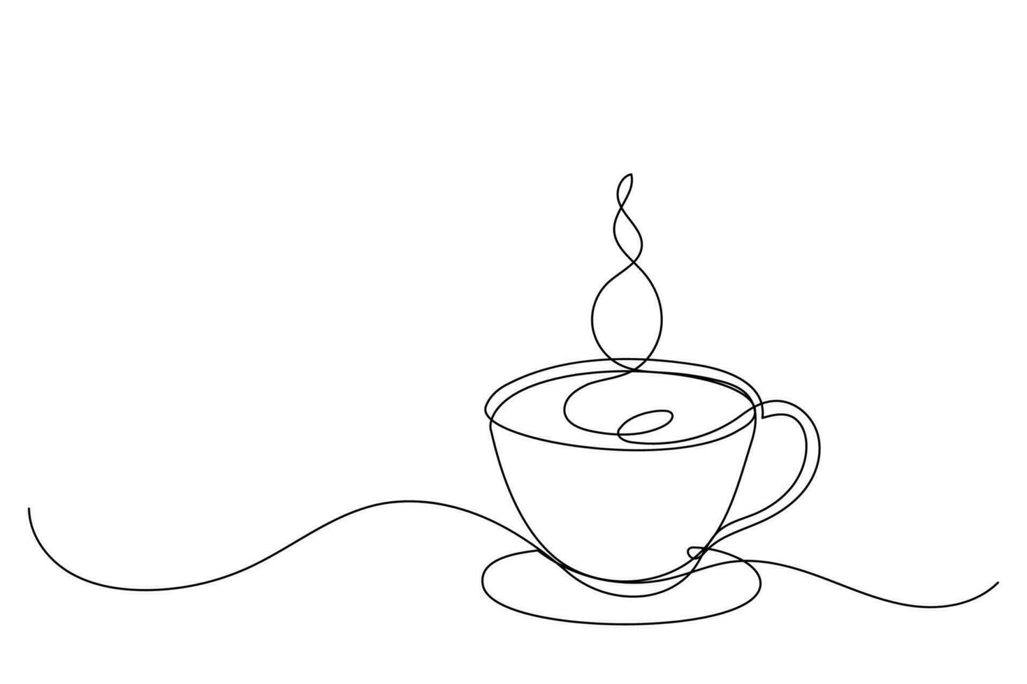 café tasse continu ligne esquisser thé icône café esquisser boisson Célibataire art contour agresser logo aliments. griffonnage tasse ligne abstrait Contexte petit déjeuner vapeur Matin café conception symbole. vecteur illustration