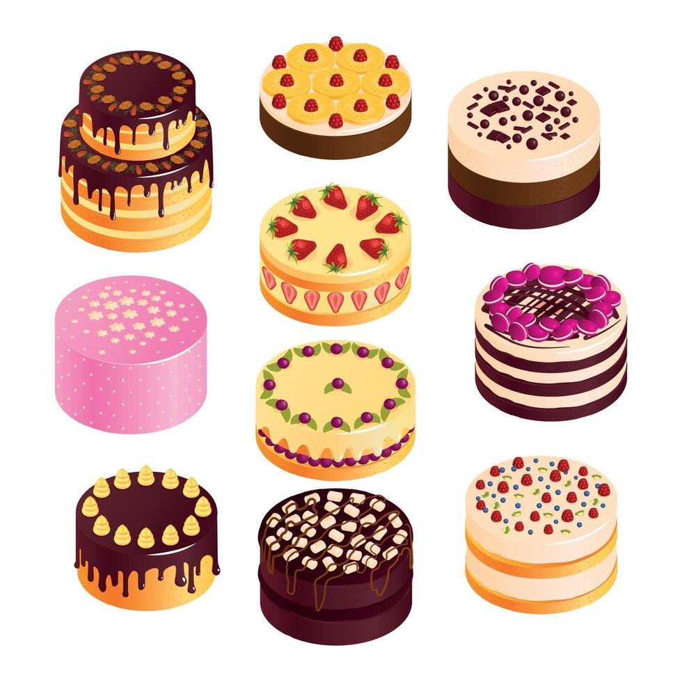 gâteau d'anniversaire icons set vector illustration