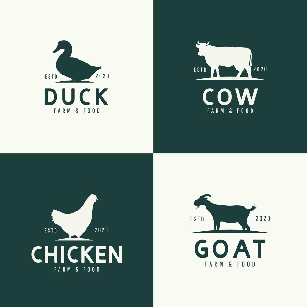 ensemble de concept de conception de logo d'animaux. vecteur
