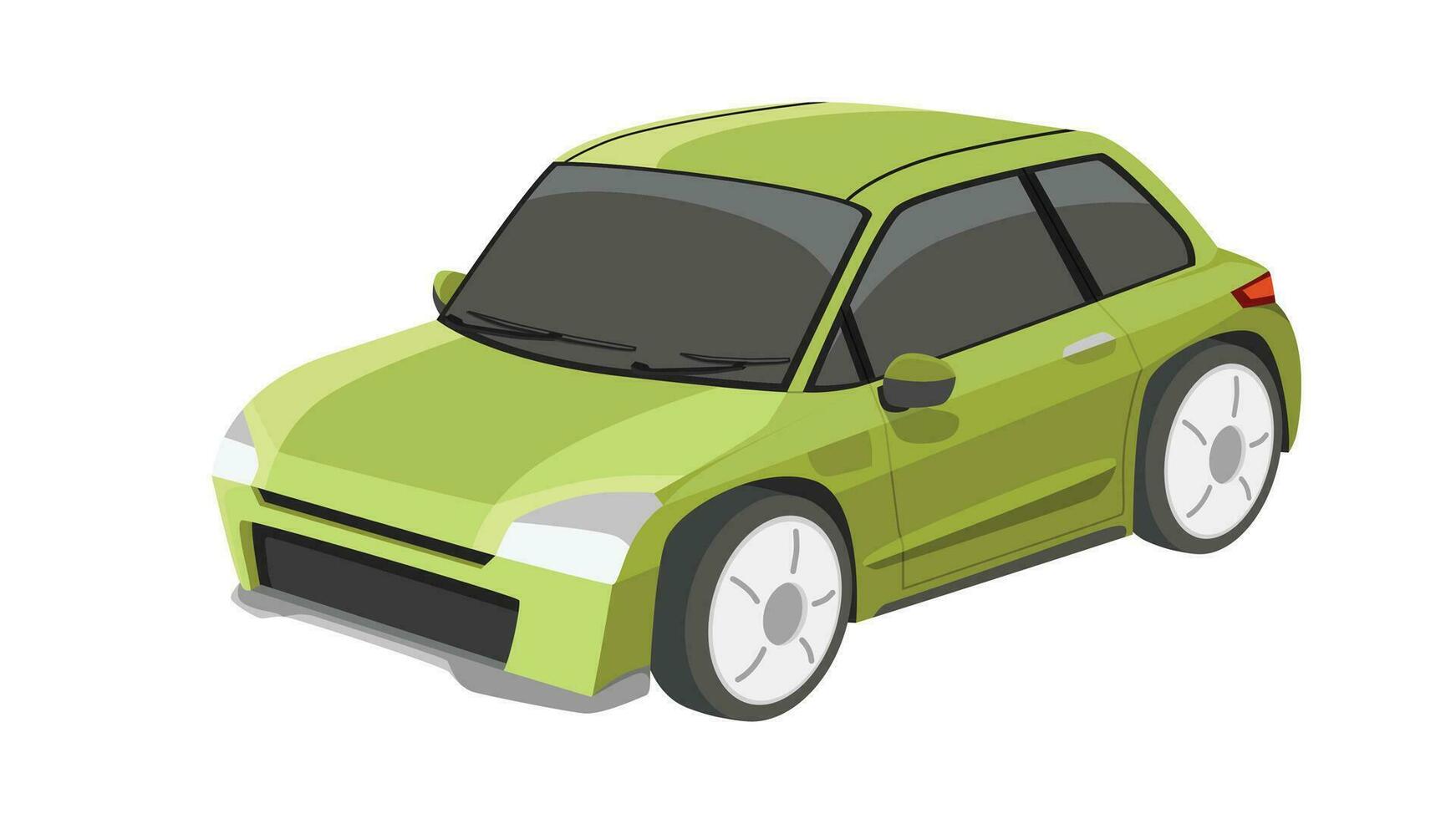 vecteur ou illustration perspctive vue de mini voiture vert couleur. sur isolé blanc Contexte.