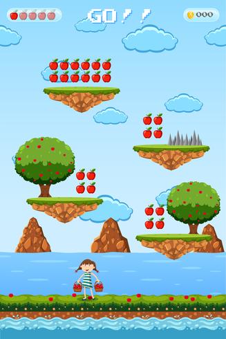 Un modèle de jeu Fruite Picking vecteur