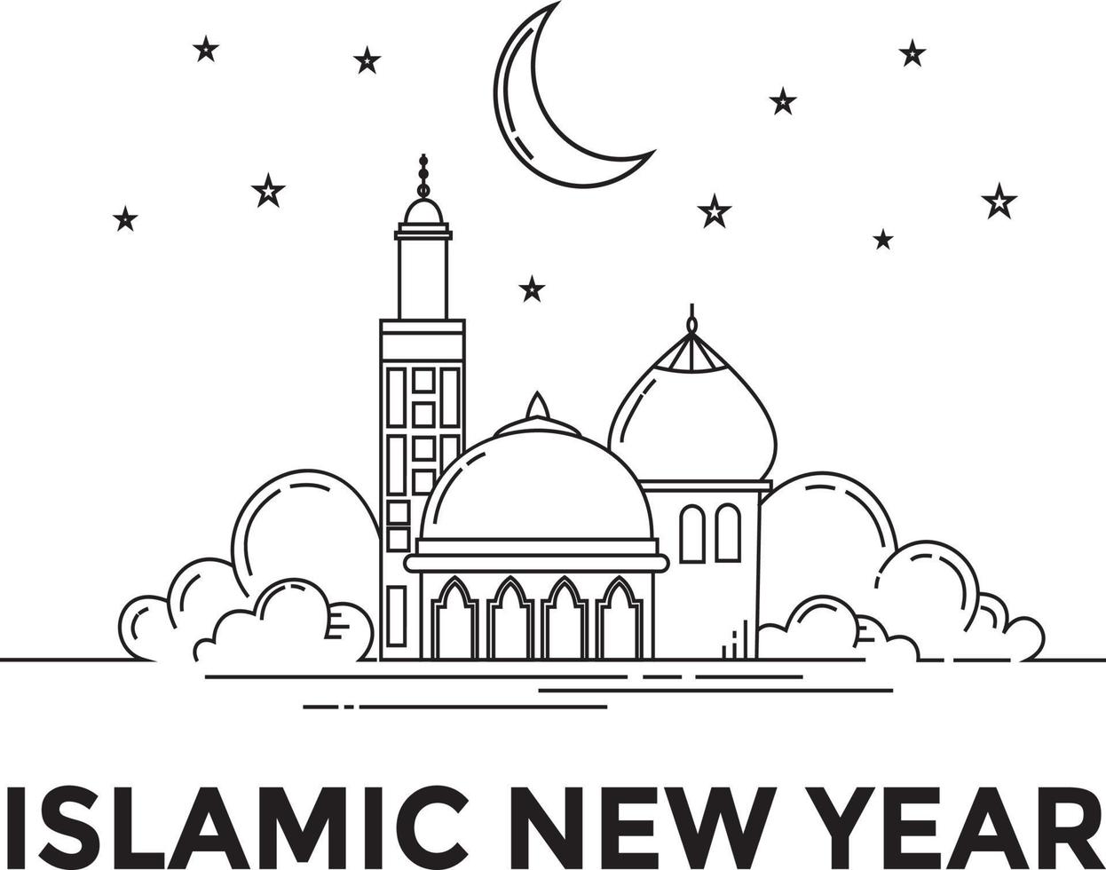 style de conception monoline du nouvel an islamique 2021 vecteur