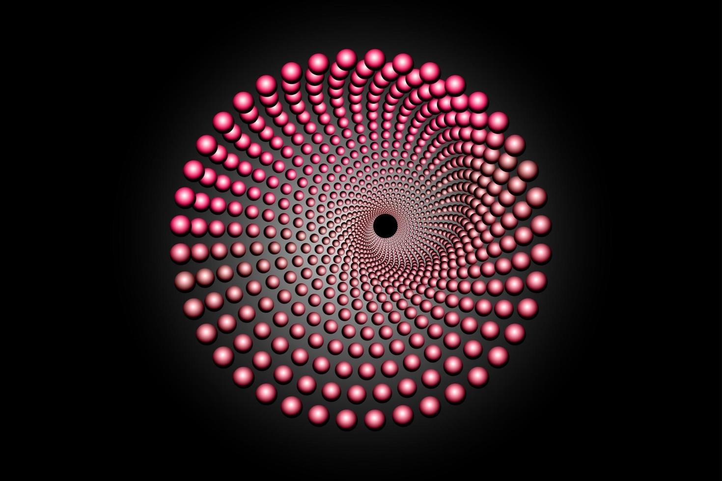 Cercle de points de demi-teinte rouge 3d, modèle de logo rond en spirale vecteur