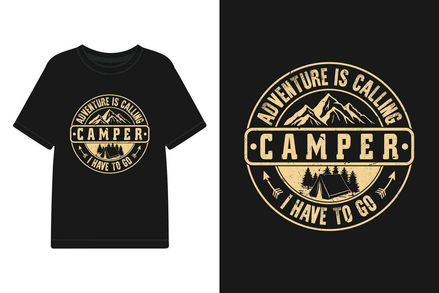 campeur t chemise conceptions, camping T-shirt conception vecteur des dossiers, campeur Extérieur aventure de motivation typographie conception