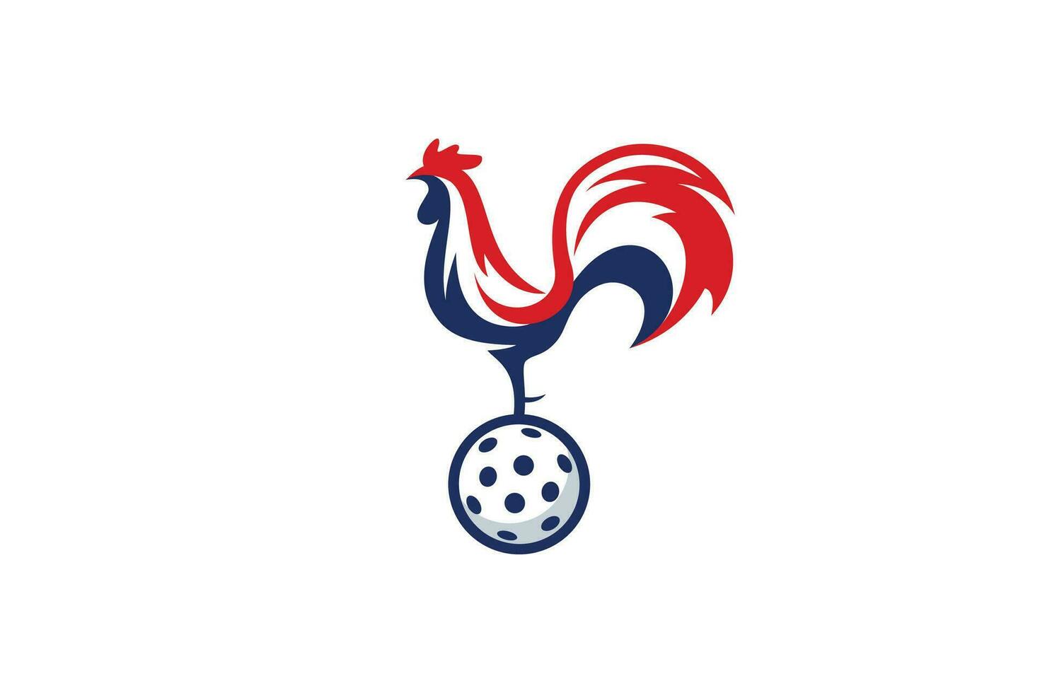 pickleball logo avec une combinaison de une balle, et gaulois coq pour pickleball club, tournoi, entraînement, etc. vecteur