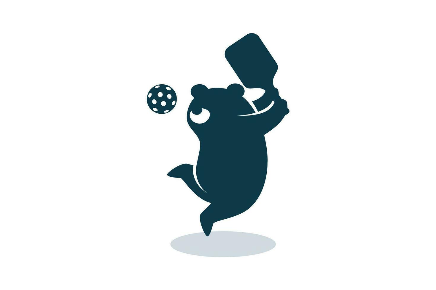 une mignonne dessin animé ours est en jouant pickleball avec adorable pose. pickleball mascotte pour logo, bannière, prospectus, etc. vecteur