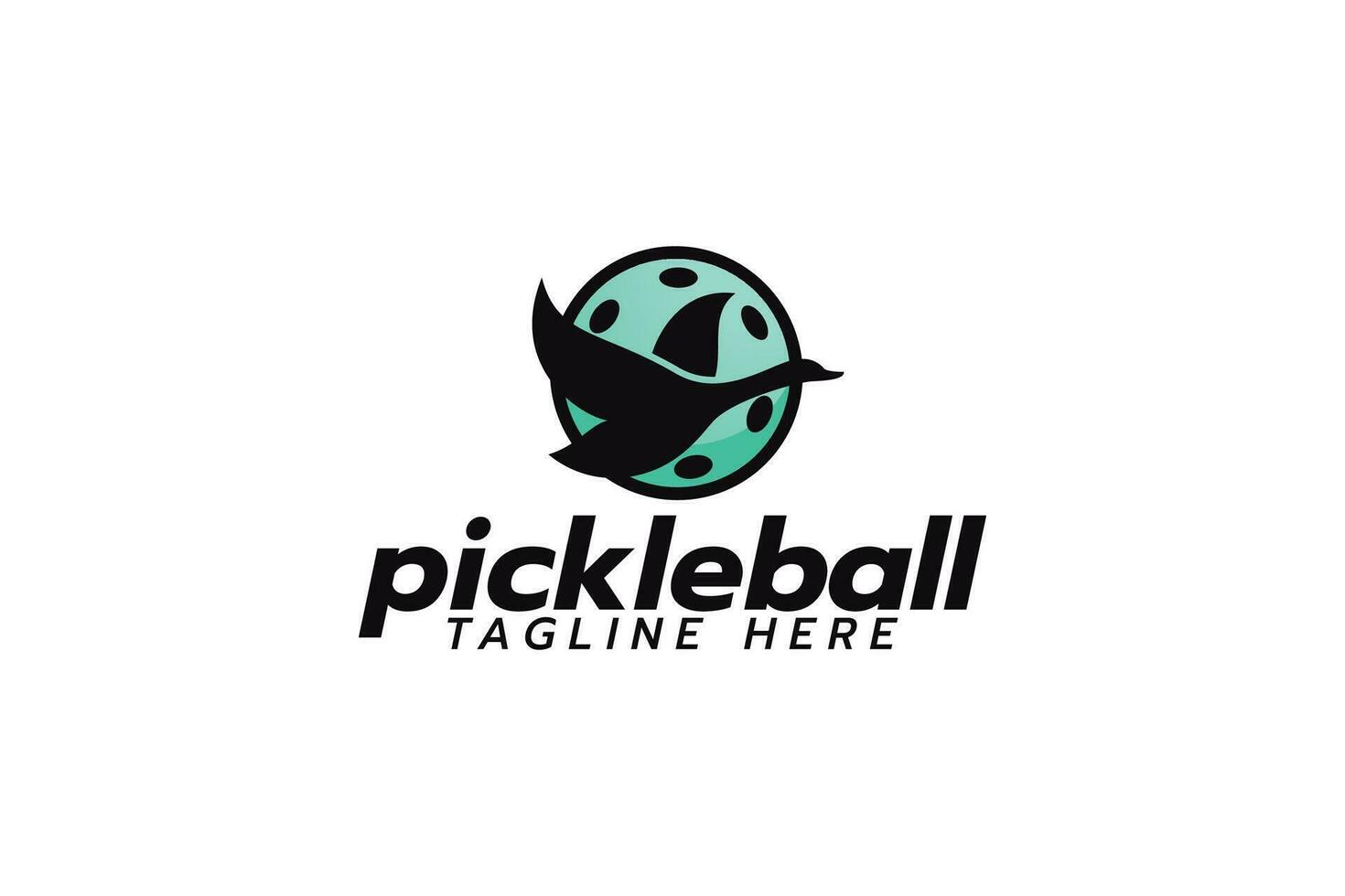 pickleball logo avec une combinaison de une Balle et en volant canard pour pickleball club, tournoi, entraînement, etc. vecteur