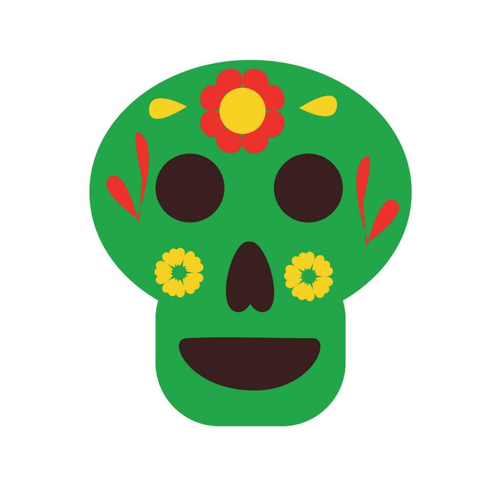 coloré crâne avec floral mexicain ornement vecteur