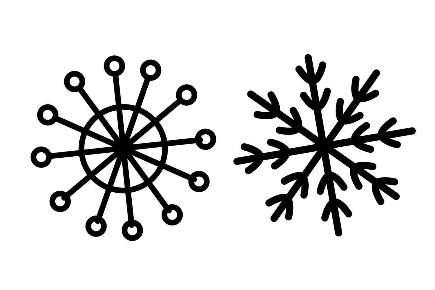 deux magnifique noir flocon de neige Icônes isolé vecteur