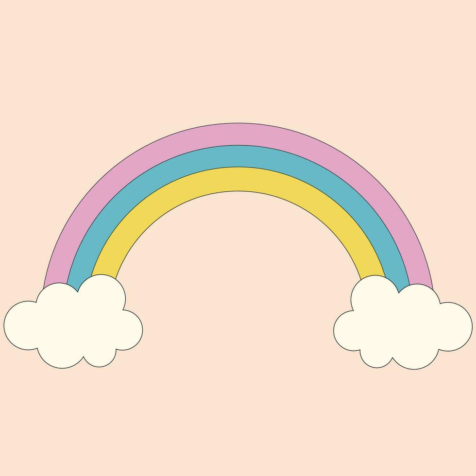 arc-en-ciel. coloré branché icône de arc-en-ciel. mignonne arc en ciel avec des nuages dessin animé illustration. vecteur illustration