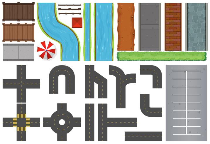 Différentes constructions de routes et de trottoirs vecteur