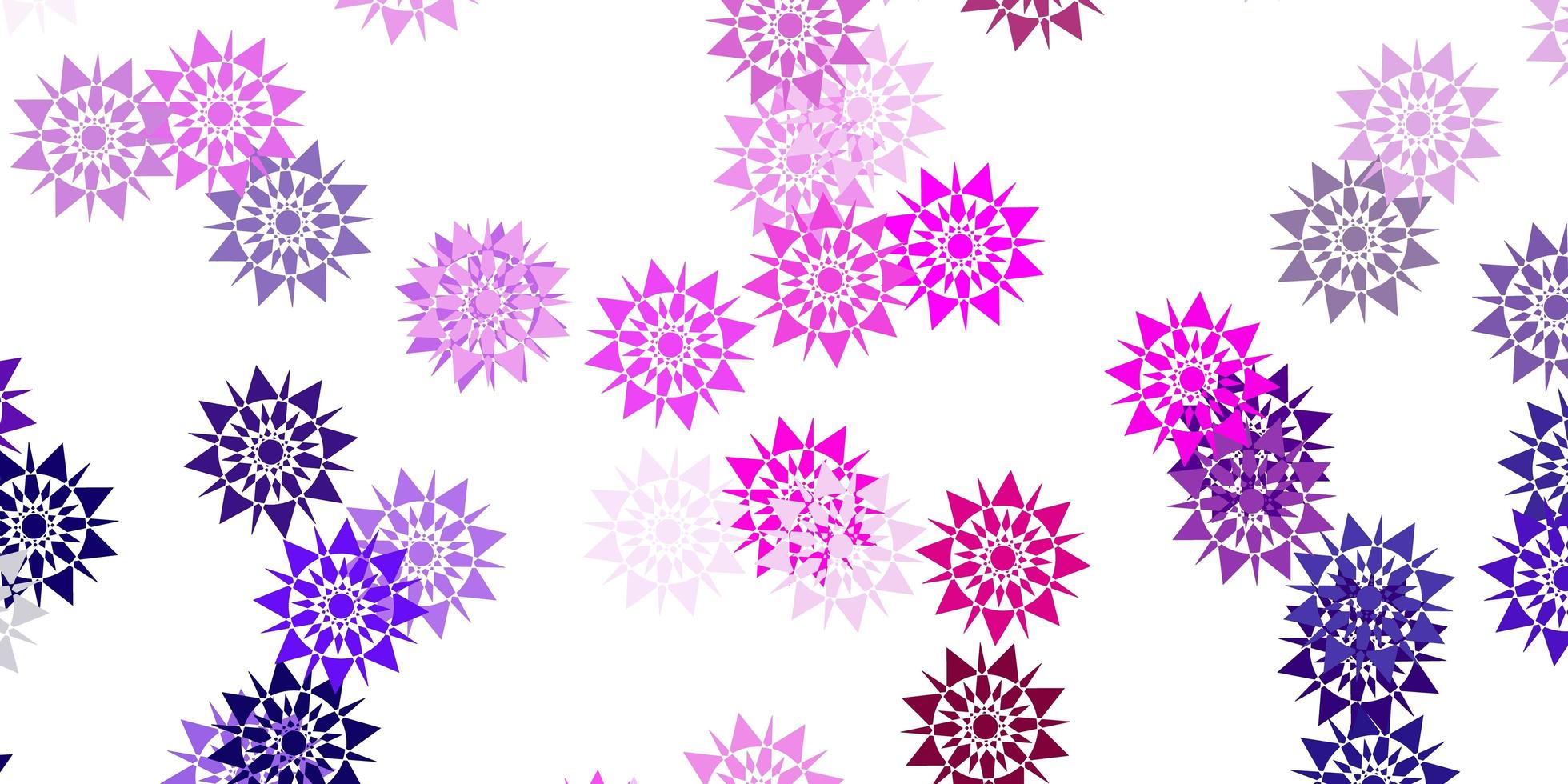 texture vecteur violet clair, rose avec des flocons de neige brillants.