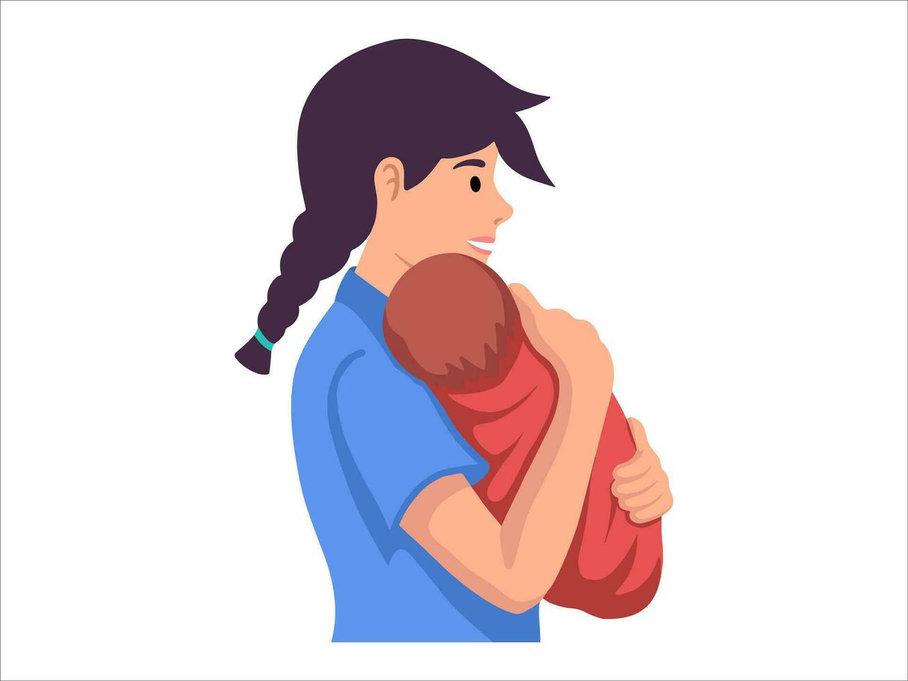 mère en portant bébé ou avatar icône illustration vecteur