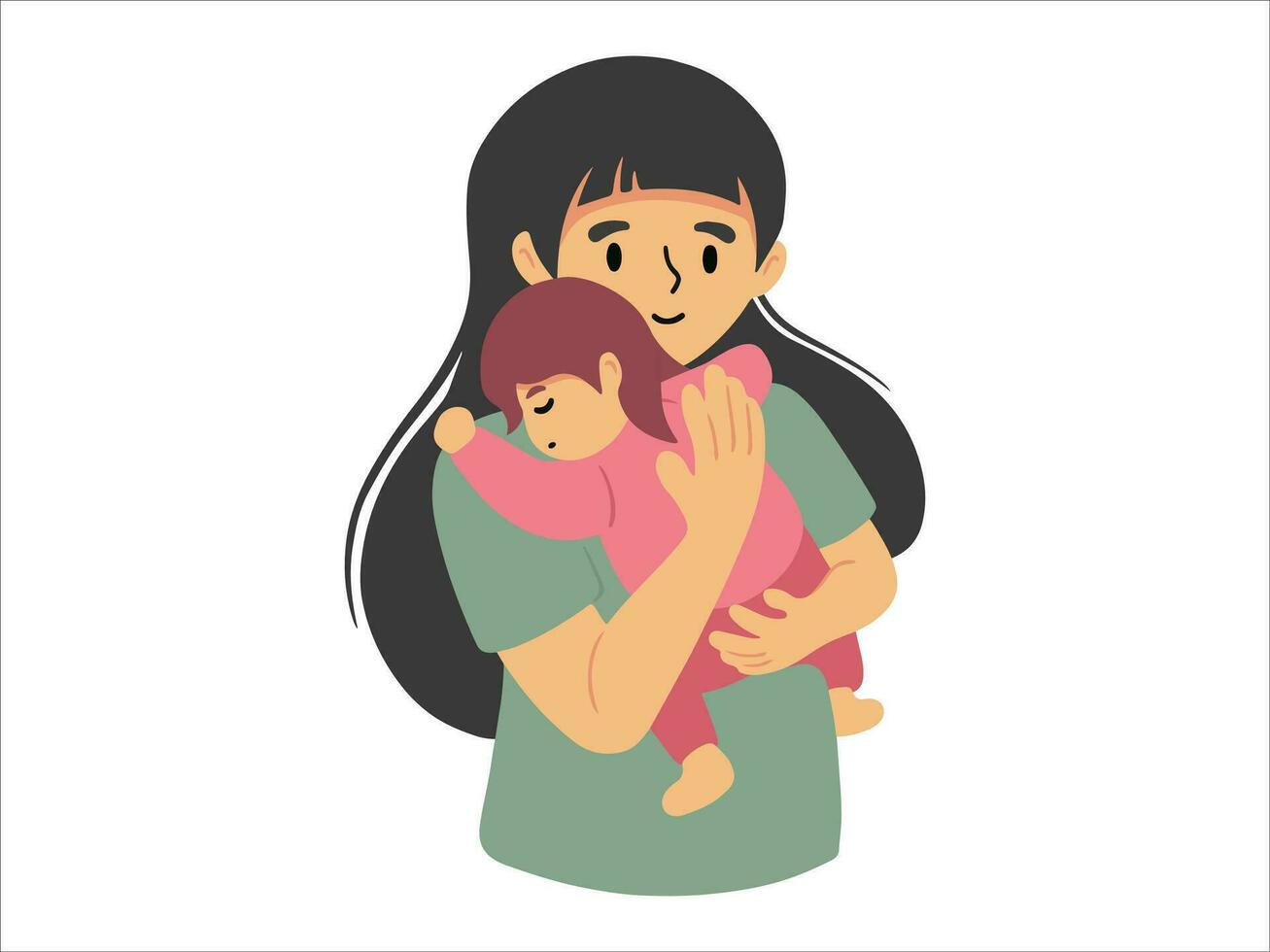 mère en portant bébé ou avatar icône illustration vecteur