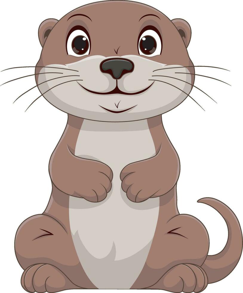 mignon, loutre, dessin animé, blanc, fond vecteur