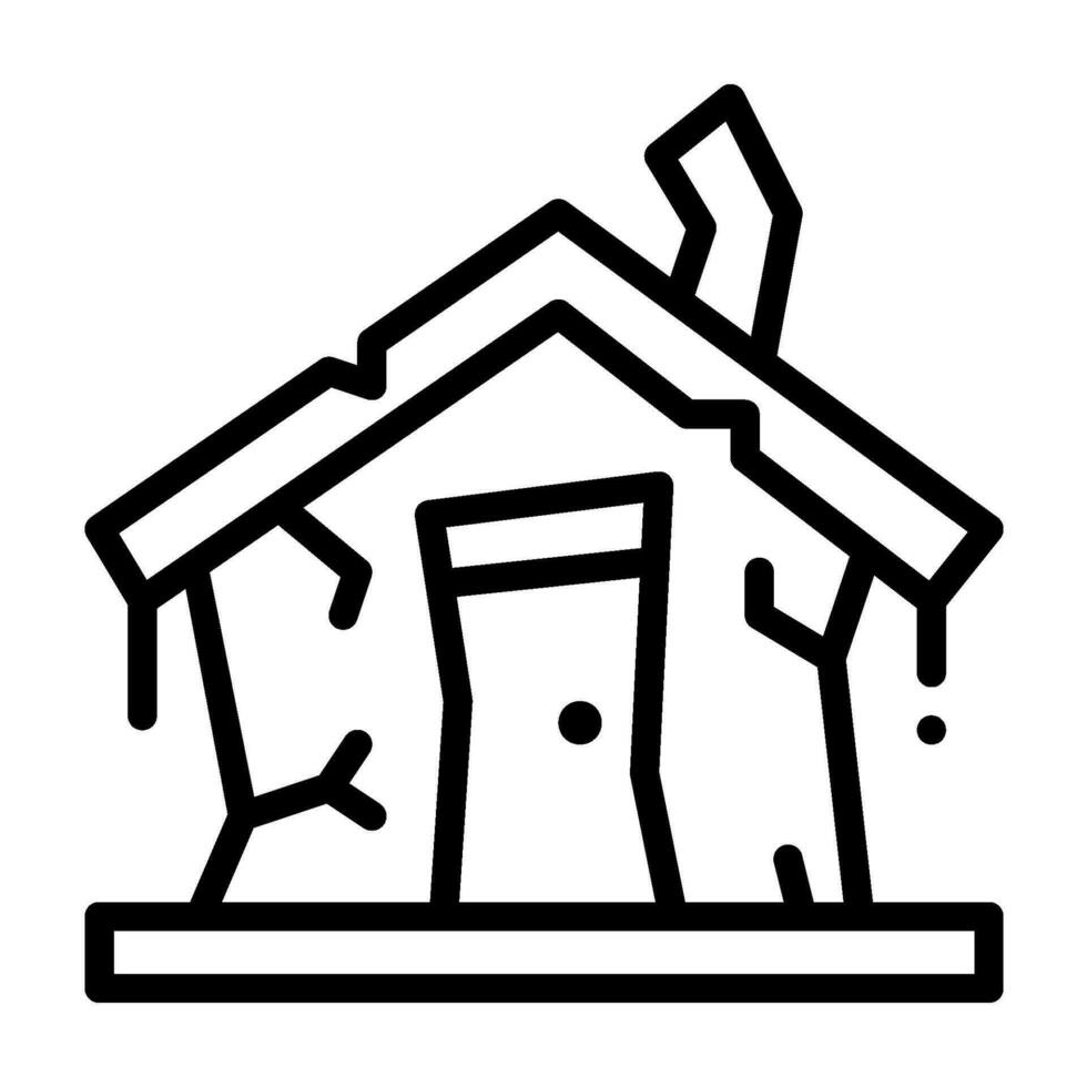 abandonné maison ligne icône, vecteur et illustration