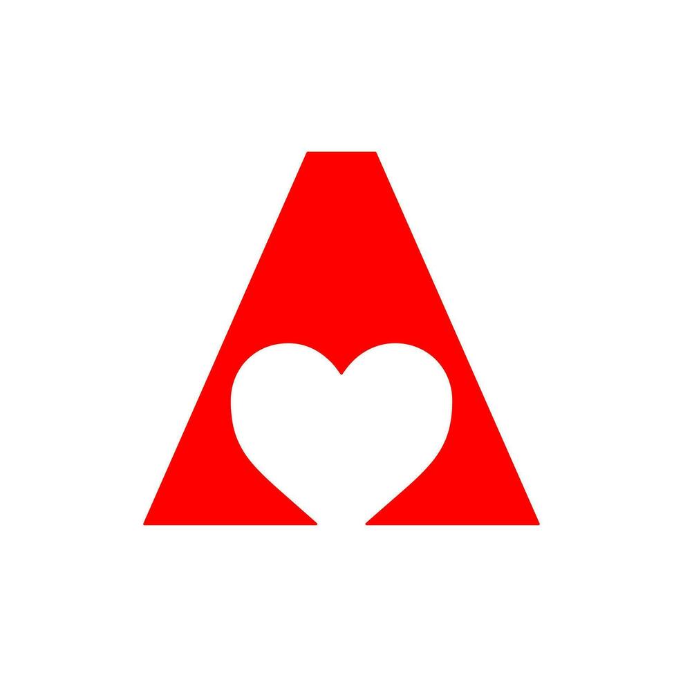 lettre une marque Nom avec rouge cœur icône. vecteur