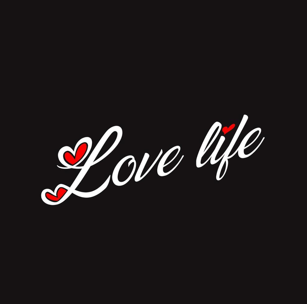 l'amour la vie typographie avec cœur Icônes. vecteur